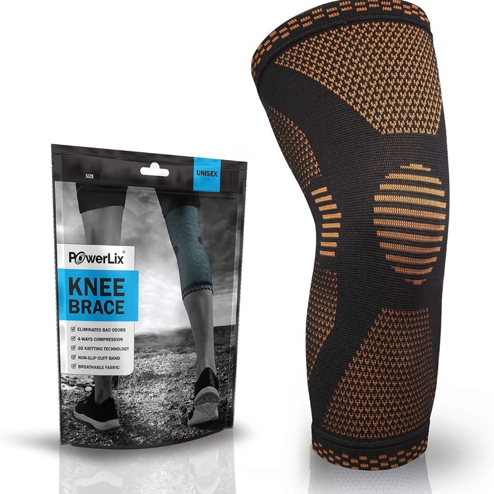 PowerLix™ - Unisex Compression Knee Sleeve in Orange Size Large